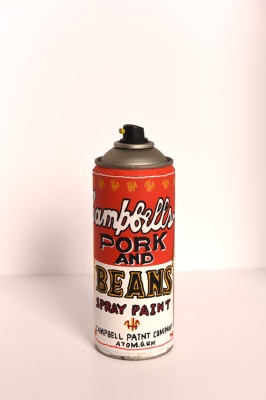 ''Pork and Beans Spray Paint'' customised empty spray can by Chin Keeler